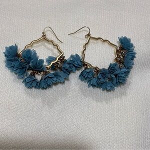 Blue Floral Hoop Earrings - Branded Fashion Jewelry